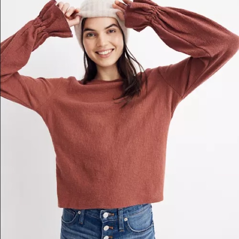 Madewell Texture and Thread Ruffle Cuff Top